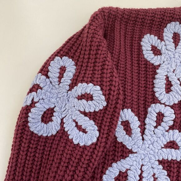 Listicle Chunky‎ Knit Sweater Size Small Oversized Baggy Boho Flowers - Picture 3 of 9